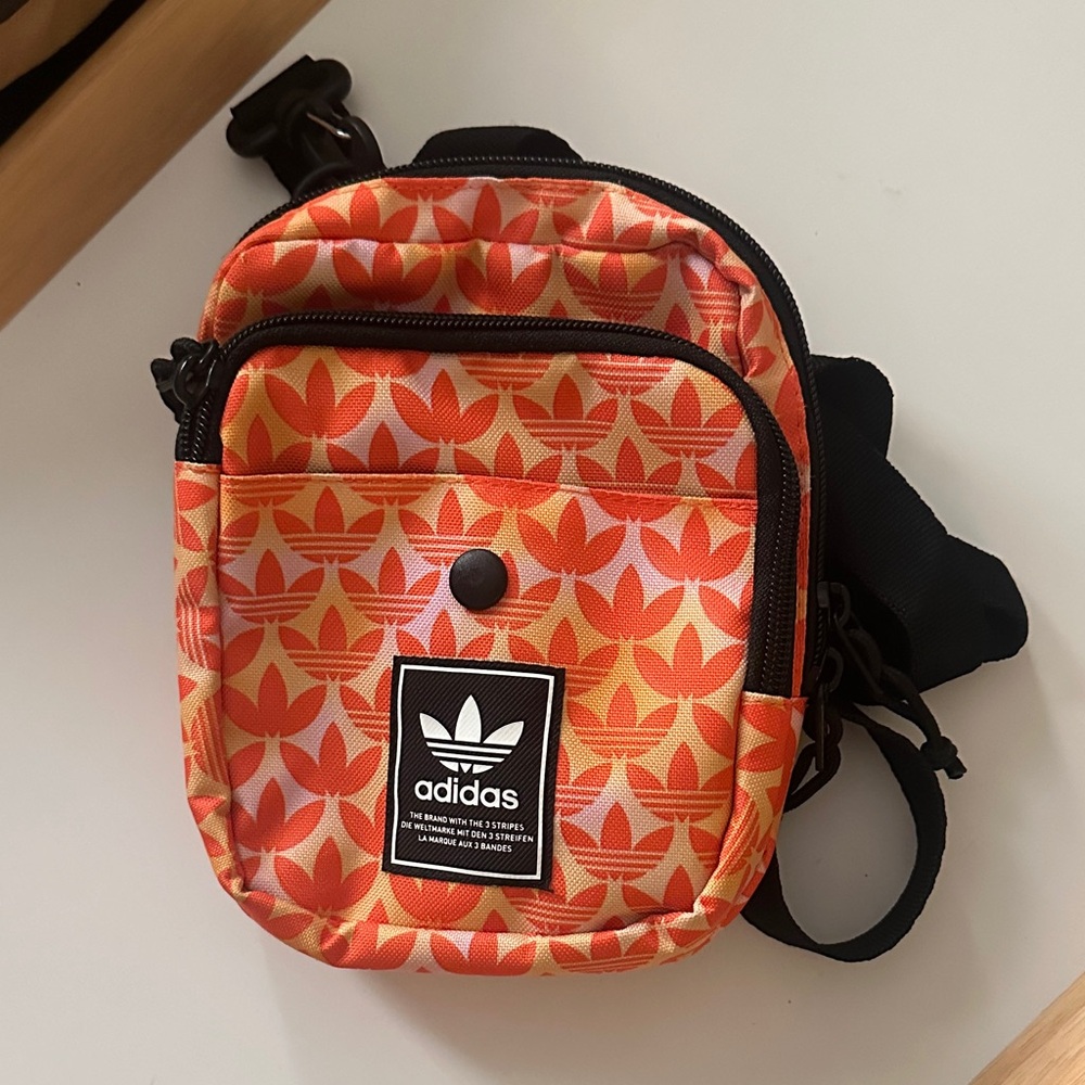 Adidas Orange and Red Patterned Belt Bag